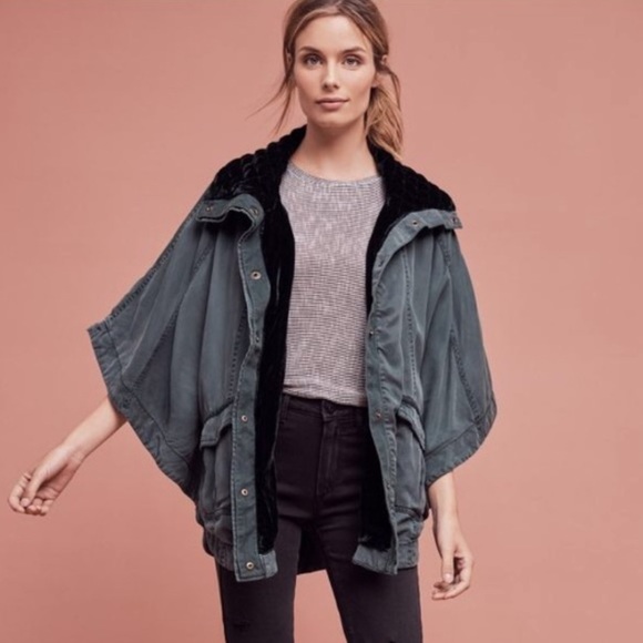 Anthropologie HeiHei Todra Cape Military GreenXS/S - Picture 3 of 8